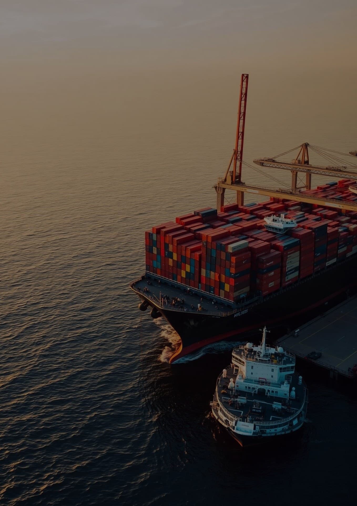 Container ship carrying export cargo from India